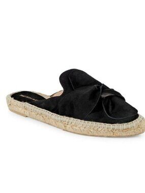 Saks Fifth Avenue Black Suede Bow Espadrille Mules